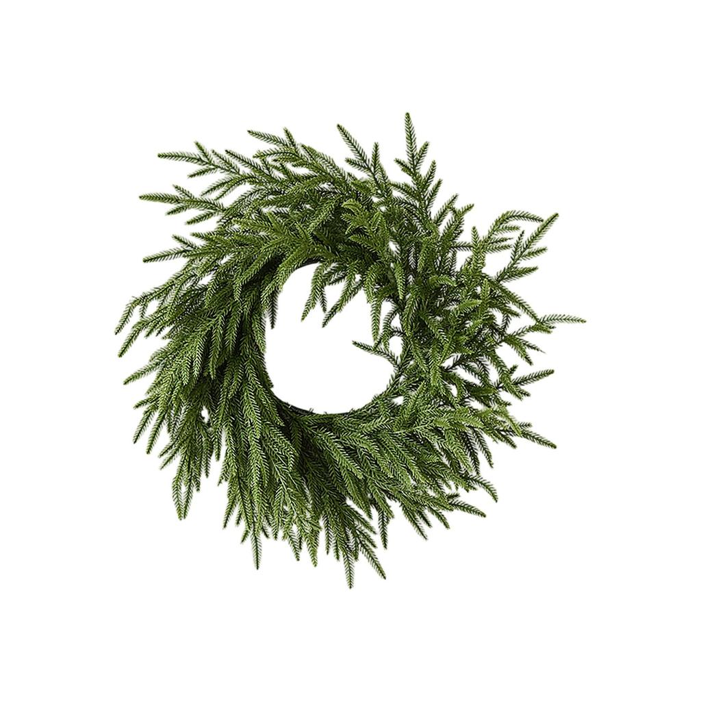 Norfolkský věnec na vchodové dveře, Umělý věnec, Realistický věnec ze zelených umělých listů na zeď, okno