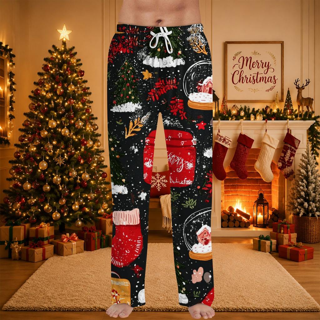 Men's Christmas Print Pajama Pants for and Sleep
