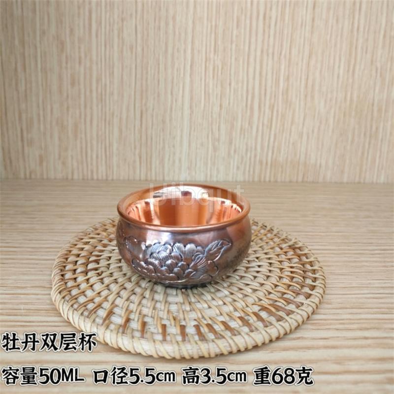 Pure Purple Copper Handmade Kung Fu Tea Cup Small Water Thickened Tea Set Coffee Cup Set Camping Mugs Tea Cups and Saucer Sets