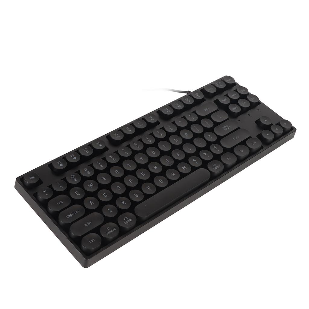Gaming Keyboard USB Round 87 Keys Colorful Backlit Ergonomic Mechanical Touch Wired Keyboard for Desktop Laptop PC Black