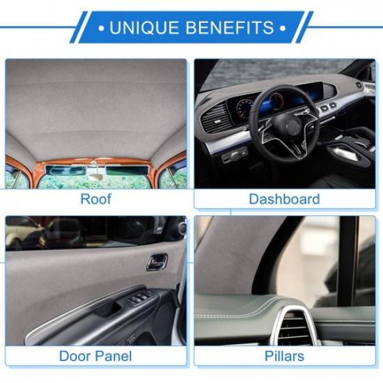 360G Suede Fabric Headliner 20" L x 60" W for Car Interior Roof Repair Dark Gray