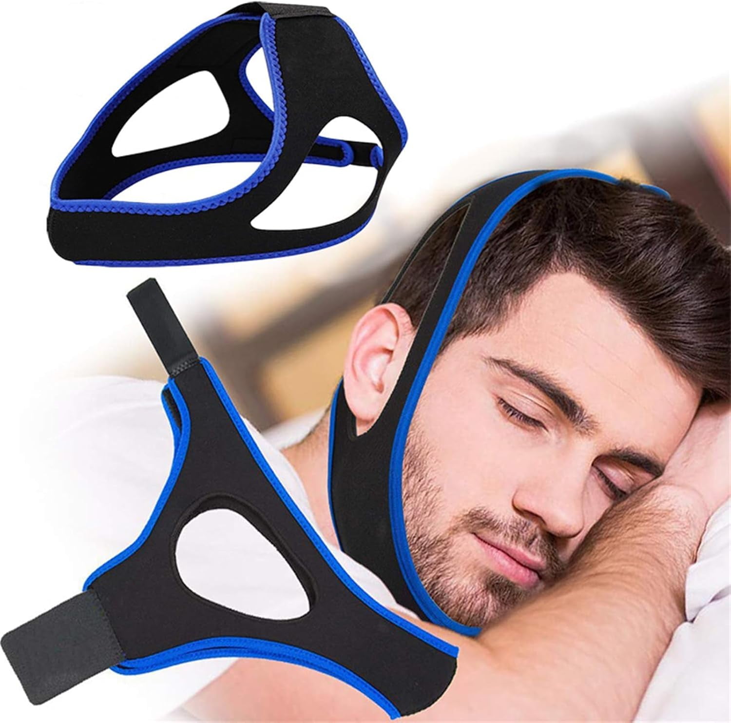 

Airflow Jaw Strap, новинка 2024 года, подбородочный ремешок от храпа, дышащий Air Flow Jaw Strap, решение от храпа для мужчин, женщин и пожилых людей синий