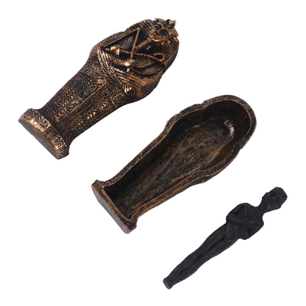 Mummia Egizia Artigianato da Collezione Bara con Statuetta Ornamento Storico in Resina Bara con Mummia