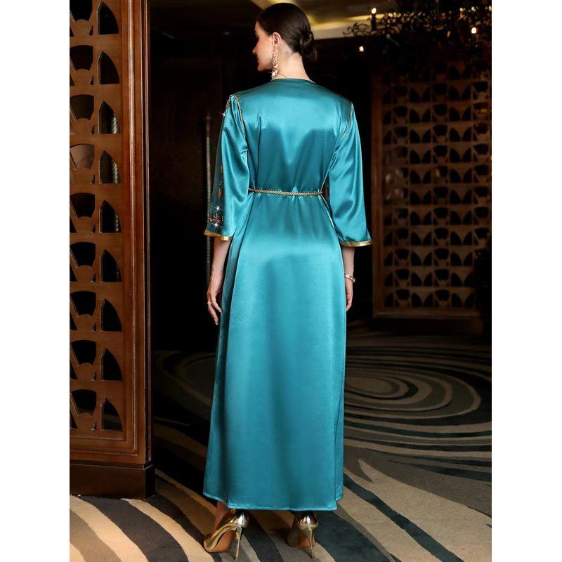 New Arrival Hand-Stitched Drill V Neck Split Dress V-Neck Hand Sewn Drill Split Dress