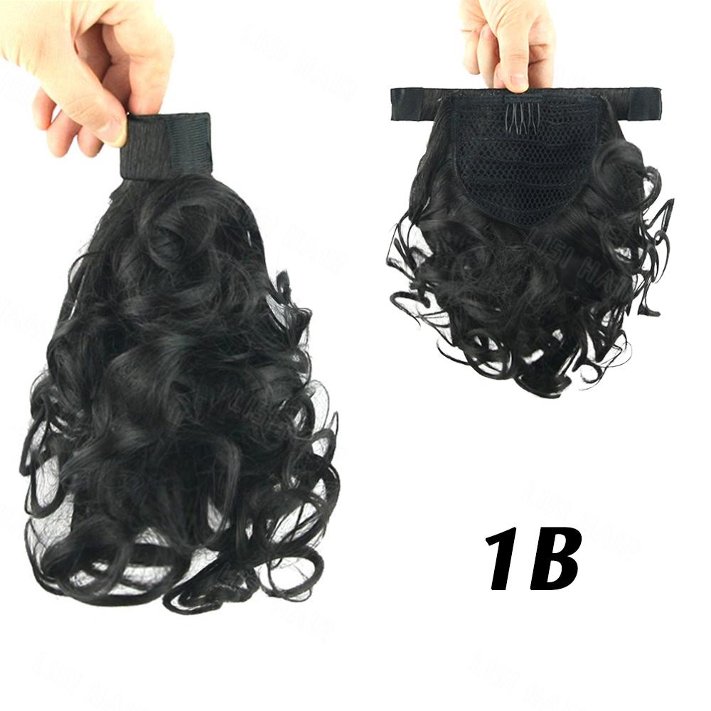 LISI HAIR Synthetic Short Wavy Curly Clip In Ponytail Extensions Wrap Around Ponytail Wig For Women Daily Use
