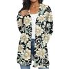 Women's Fashion Casual Retro Floral Print Mid-Length Cardigan Jacket