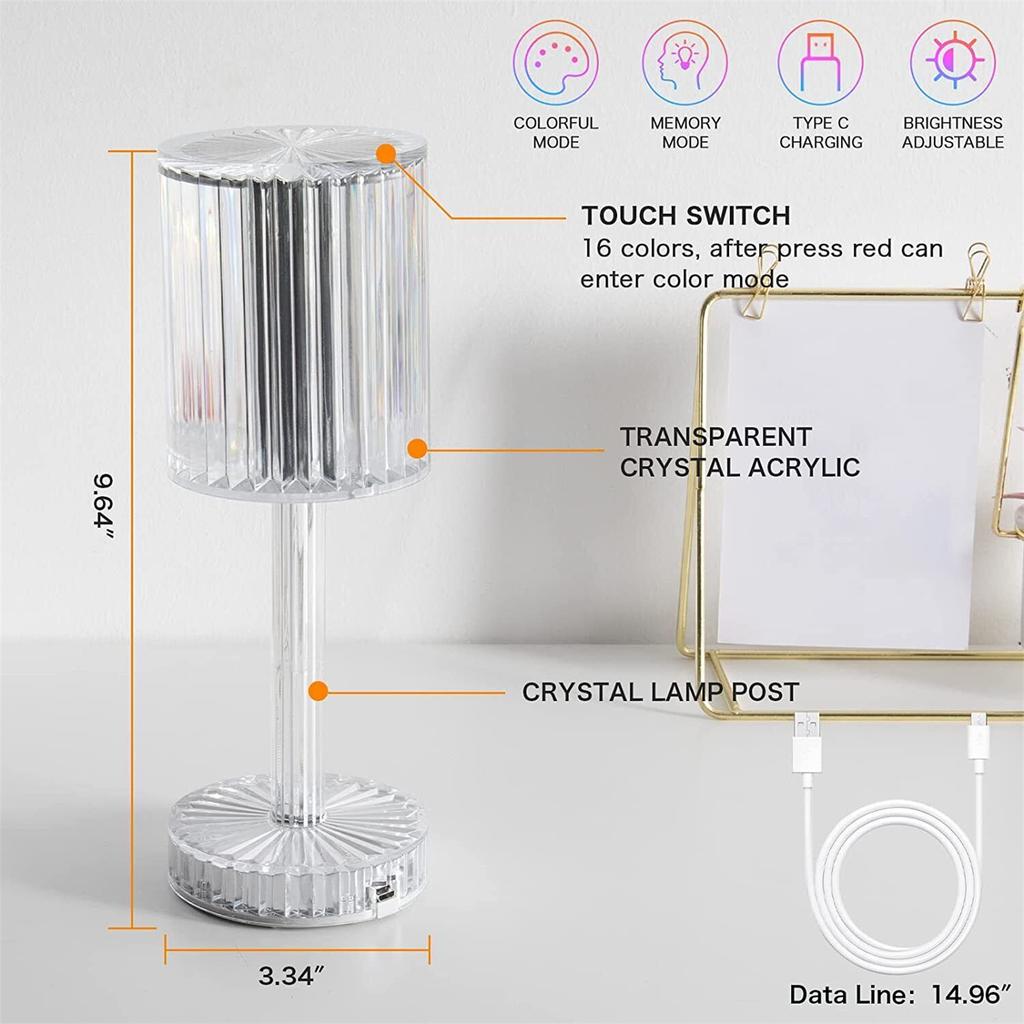 Crystal Table Lamp Touch Remote Control Acrylic Night Lamp Room Lights Home Decoration For Bedroom Office Bar Wedding