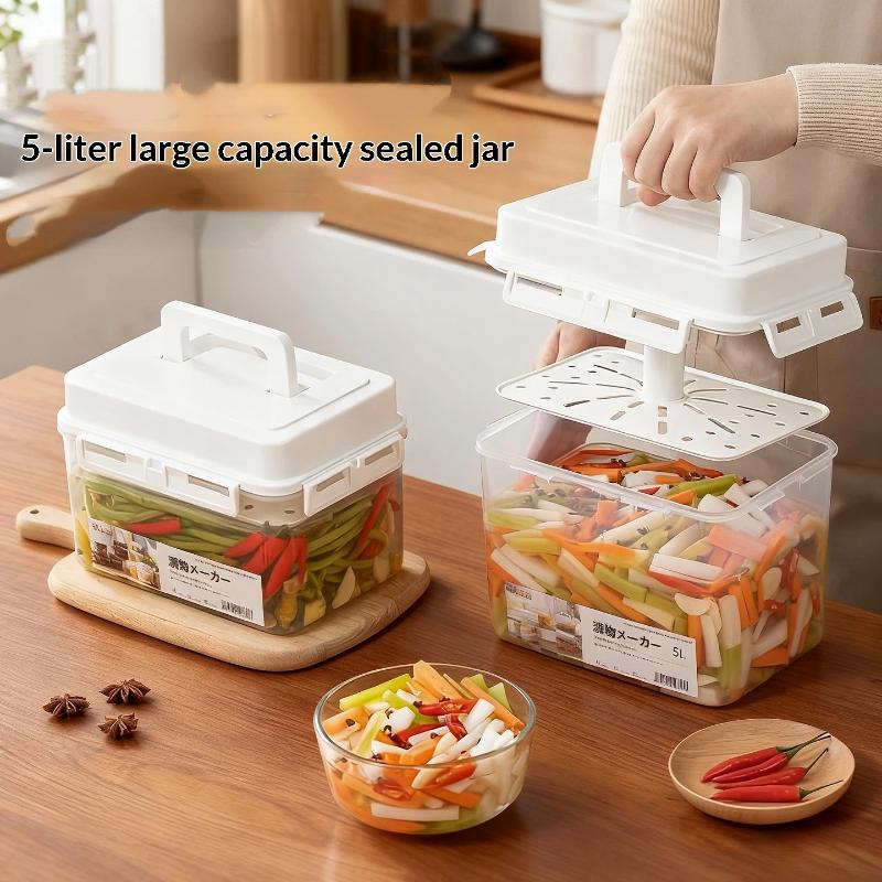 W 5L Kimchi Press Storage Container Pickle Jar For Gherkin Sauerkraut Storage And Fermentation