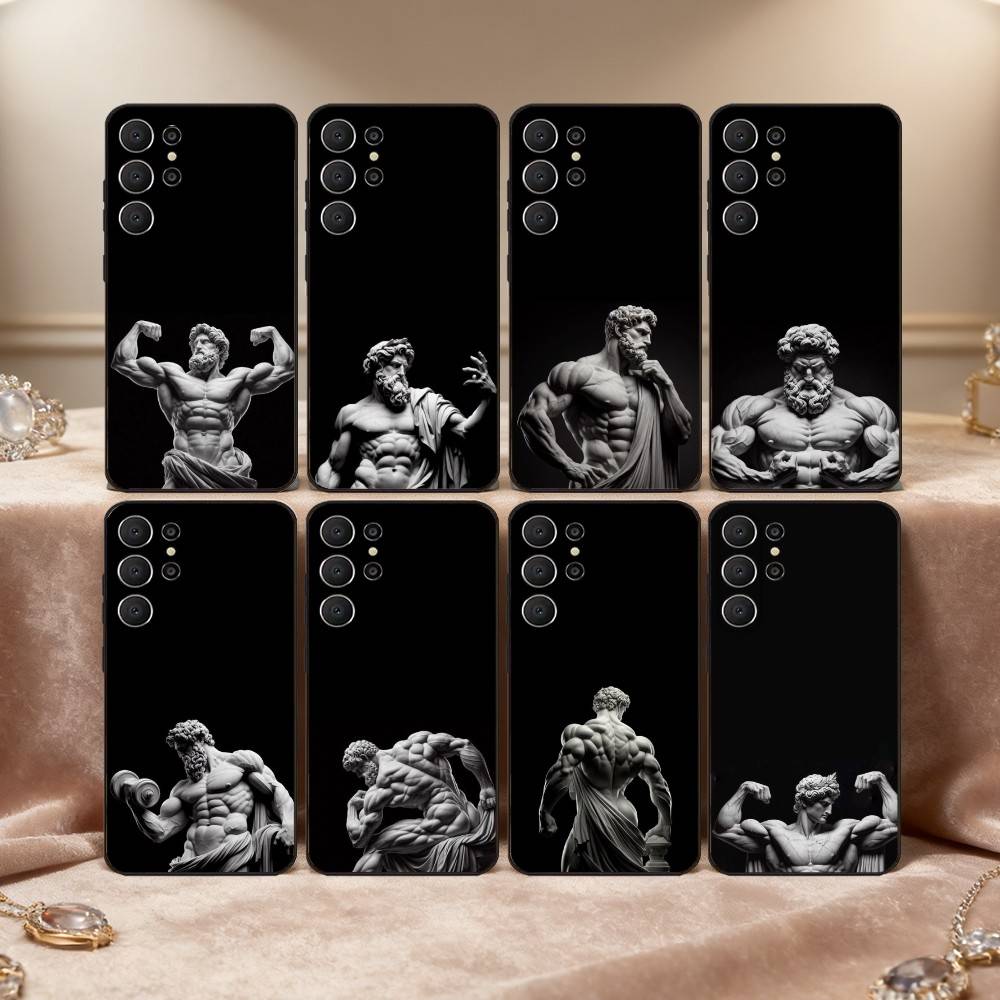 Greek Mythology Statue Fitness GYM Phone Case For Samsung S26,S25,S24,S21,S22,S23,S30,Ultra,S20,FE,Lite,10,9,Black Cover
