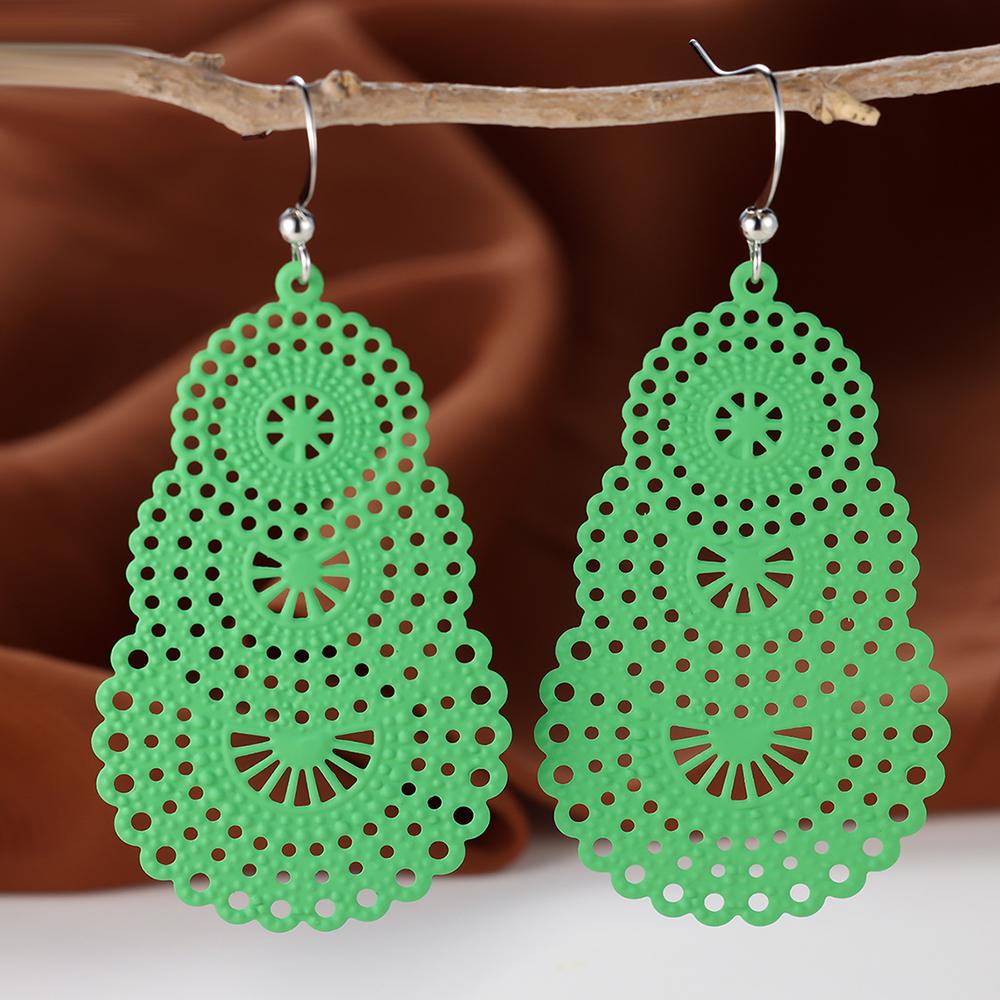 

1 пара полых круглых висячих серег в стиле бохо, серьги-крючки, богемные украшения зелёный