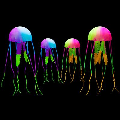1Pc Diy Accessories Glowing Silicone Fake Jellyfish Artificial Ornaments For Aquarium Fish Tanks Landscaping Decoration