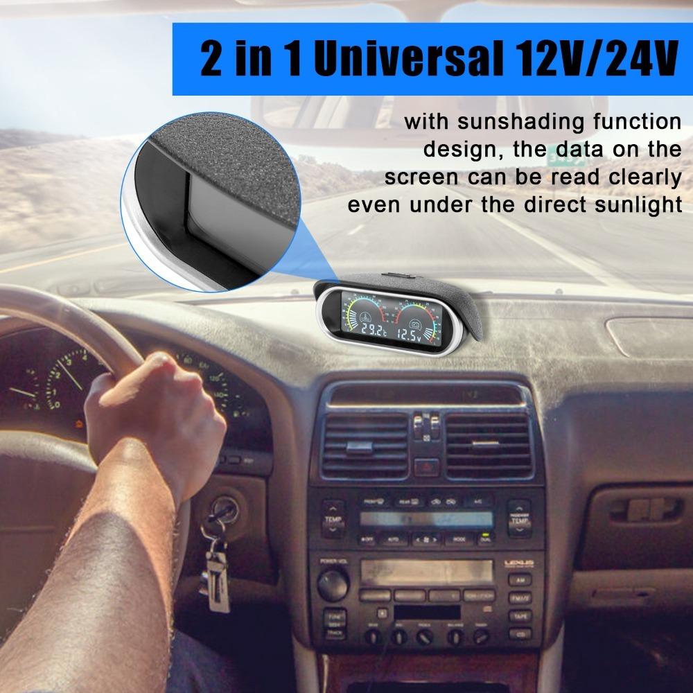 Display LCD Misuratore della temperatura dell'acqua Voltmetro digitale Misuratore di tensione e temperatura dell'acqua