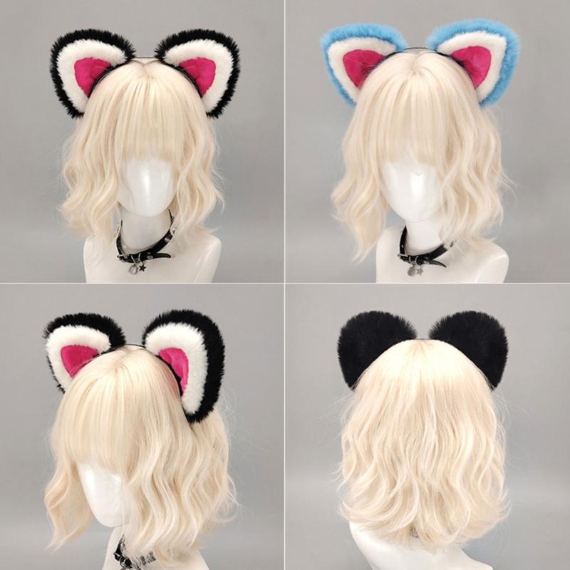 Handcraft Plush Tigers Ears Headband Faux Furs Tail for Halloween Cosplay Party Costume Accessories for Kids Adults