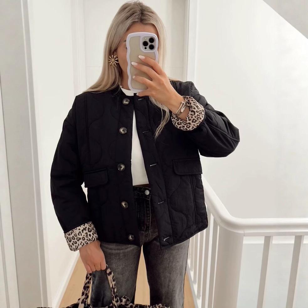 European and American Women's Autumn/Winter Quilted Cotton Casual Jacket