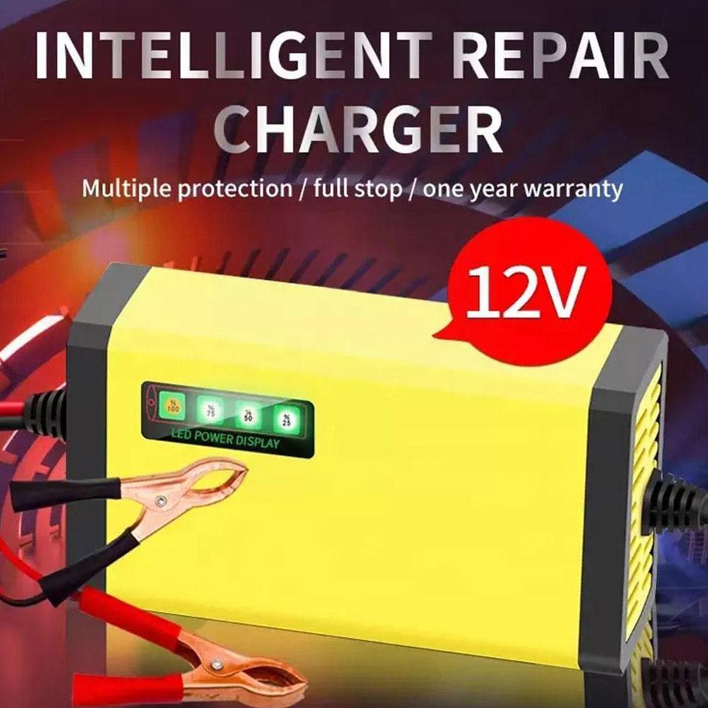 12V 3A Car Battery Charger LED Display 100-240V EU US Smart Car Motorcycle Charger For 12V 2AH-20AH Lead-acid Battery NEW N2G5