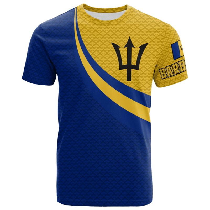 Barbados National Flag Map 3D Printing T Shirt Barbados Coat Of Arms Graphic Tee Shirts Fashion Streetwear Short Sleeves Clothes