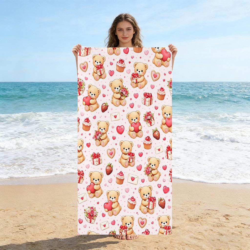 

1pc Cute Teddy Bear Beach Towel Large Quick-drying Towel For Beach Pool Yoga Gym Relax at Home Towel Summer Gift for Friends W40*H60(CM)