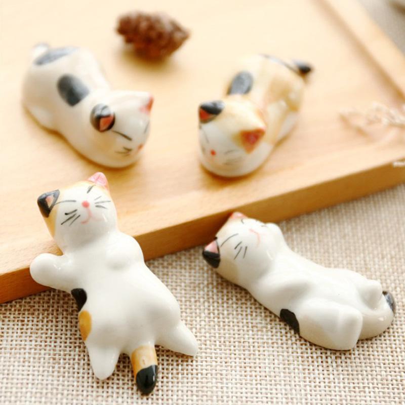 1Pc Chopstick Rest Home Decoration Chopsticks Pillow Hotel Spoon Creative Ceramic Forks Holder Cat Shape