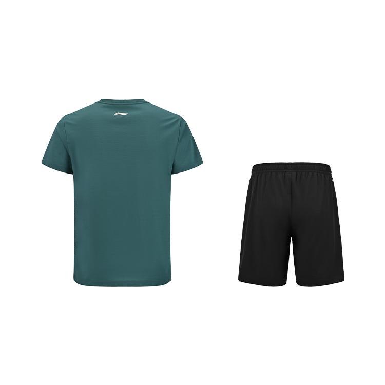 Li Ning Breathable Cool Loose Fit Short Sleeve Pullover Casual Sports Set Unisex Sets ATSV607-3+AKSV675-1
