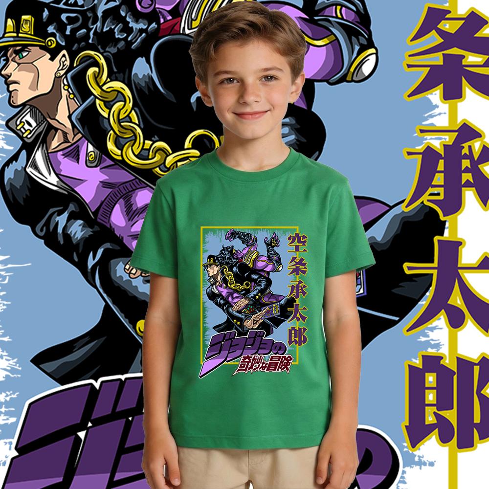 Jojo Jotaro Anime Print Boys Girls Cotton T Shirt Casual Short Sleeve Kids Clothing Soft Breathable Summer Top