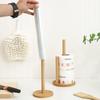 Bamboo Wood Tissue Holder Wooden Standing Paper Towel Holder Roll Paper Storage Rack For Paper Towel, Fresh-Keeping Film