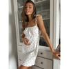 Cnyishe Pure Desire Wind Small Floral White Bow Suspenders Dress Wooden Ear Hem Waist-Tight Sleeping Dress