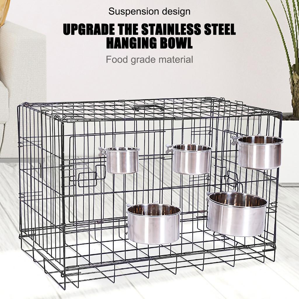 Ordinary Stainless Steel Dog Bowl Dog Cage Hanging Fixed Dog Basin