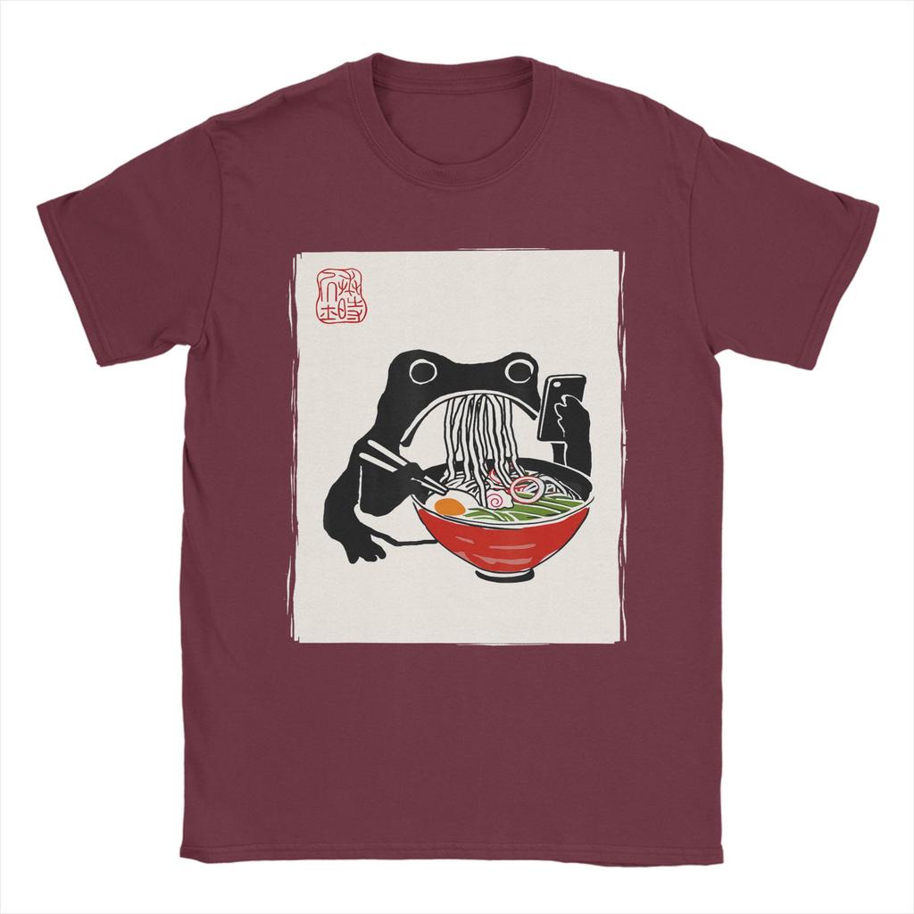Men Funny Grumpy Frog Ramen Kawaii Ink Painting Japanese T Shirt Cotton Clothing Funny Short Sleeve Round Collar Tees TShirts