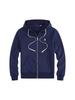 Men's Fleece-Lined Little Pony Embroidered Hoodie - Autumn/Winter, Loose Fit, Plus Size, Solid Color, Polo Style