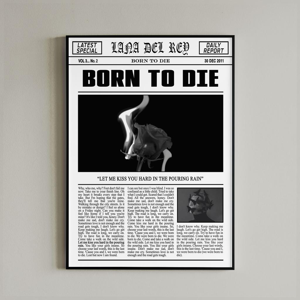 Black and White Lana Del Rey Newspaper Poster Aesthetics Girl Singer Rapper Canvas Painting Print Wall Art Mural Home Room Decor