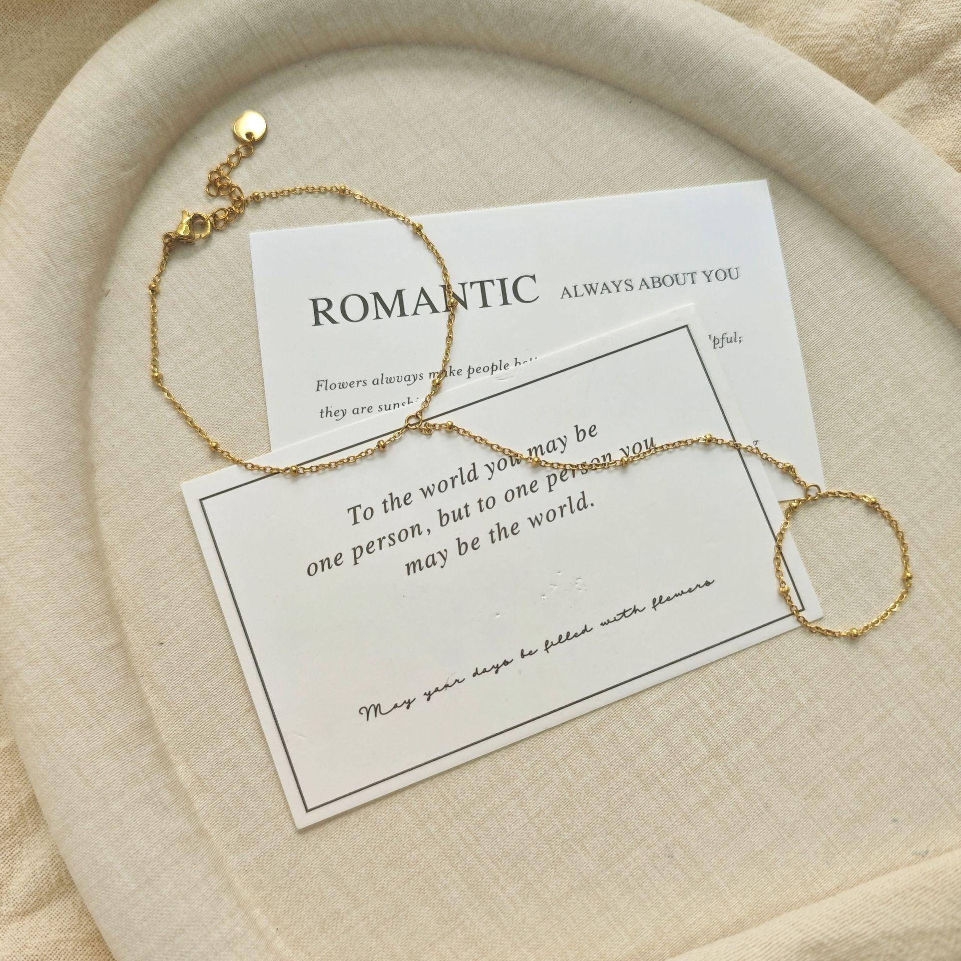 Elegant Gold Beaded Chain Ring Bracelet - European  American Style Women s Jewelry
