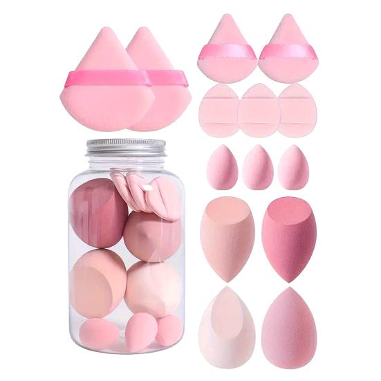14Pcs/Set Makeup Sponge Kit Latex-Free Foundation Blending Liquid Powder Cream Application Cotton Powder Puff Mini Beauty Sponge Makeup Tools