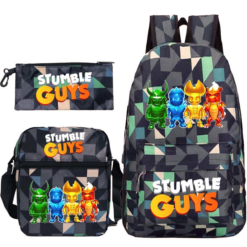 Popularny gadżet do gry Stumble Guys Collision Party Drukowany tornister Plecak studencki Zestaw trzyczęściowy