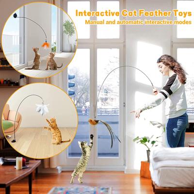 1PC Cat Toy Feather Stick Interactive Toy Kitten Toy with Super Suction Cup Detachable