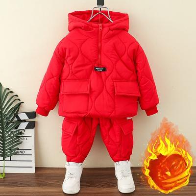 Conjuntos de roupas de inverno para meninos e meninas, jaquetas grossas e quentes para crianças, calças, casacos para meninos, calças, roupa de treino infantil