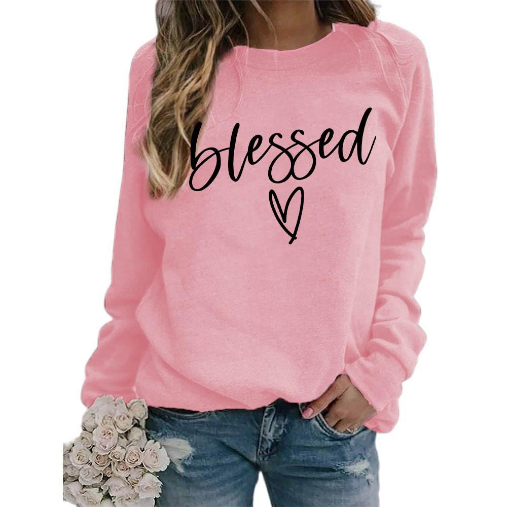 Women's Crew Neck Long Sleeve Loose Fit Sweatshirt Letter Print Casual Oversized Top