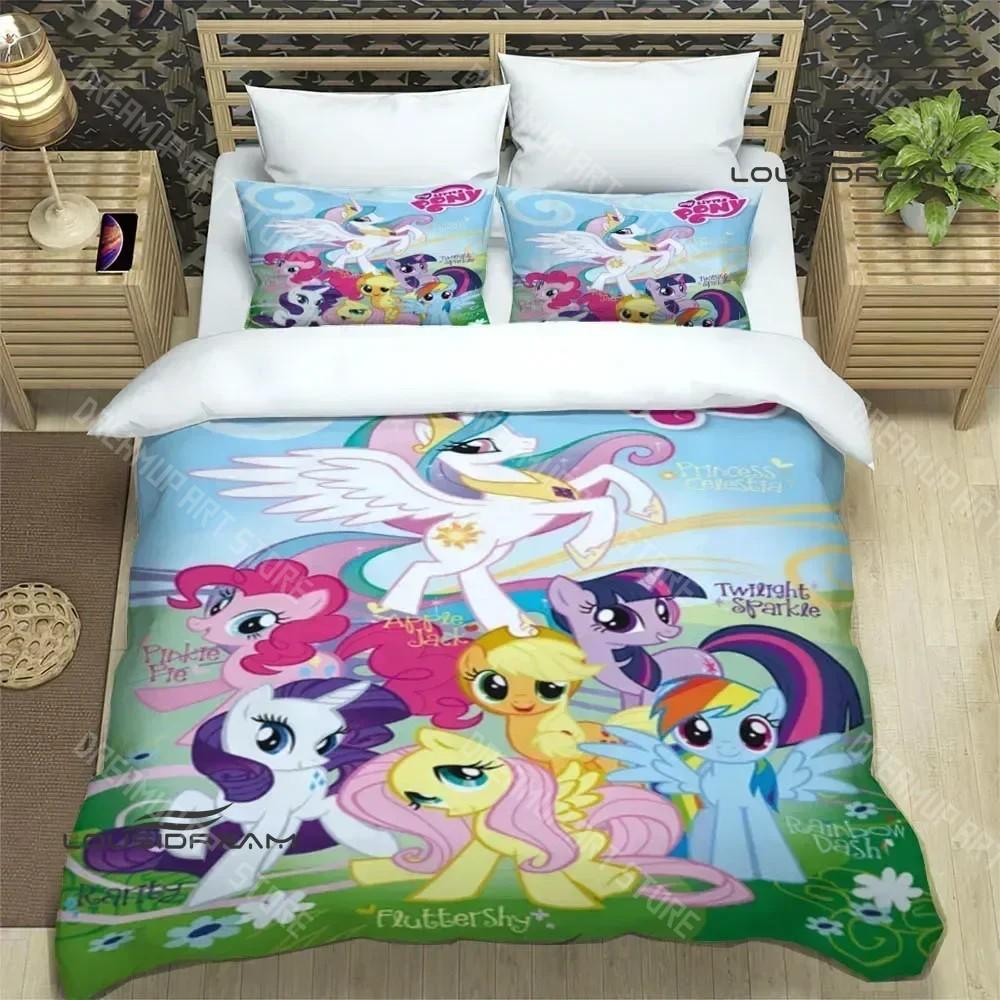 

Мультяшні My Little-P-Ponys Комплекти постільної білизни вишуканий набір для ліжка підковдра комплект ковдри комплект постільної білизни розкішний подарунок на день народження US Twin 173x218cm