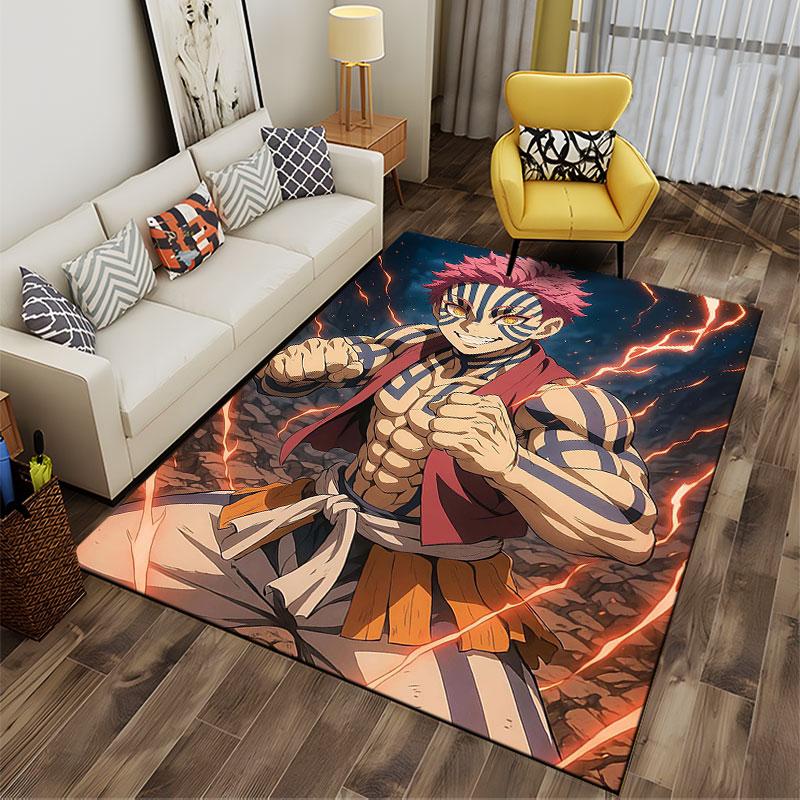 Anime Fighter with Lightning Pattern suitable as a non-slip mat for the living room or bedroom sofa