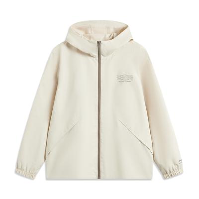Li Ning Série Lifestyle Sportif High Street Américain Vintage Cardigan Manches Longues Coupe-Vent Manteau Ample Vêtement d'Extérieur Unisexe Sable-Kaki AFDV445-4