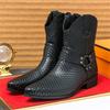 Mode Neue Wintermode Spitzschuh Strickmuster Chelsea Stiefeletten Herren Casual Luxusmarke High-Top Schuhe Zapatos Hombre