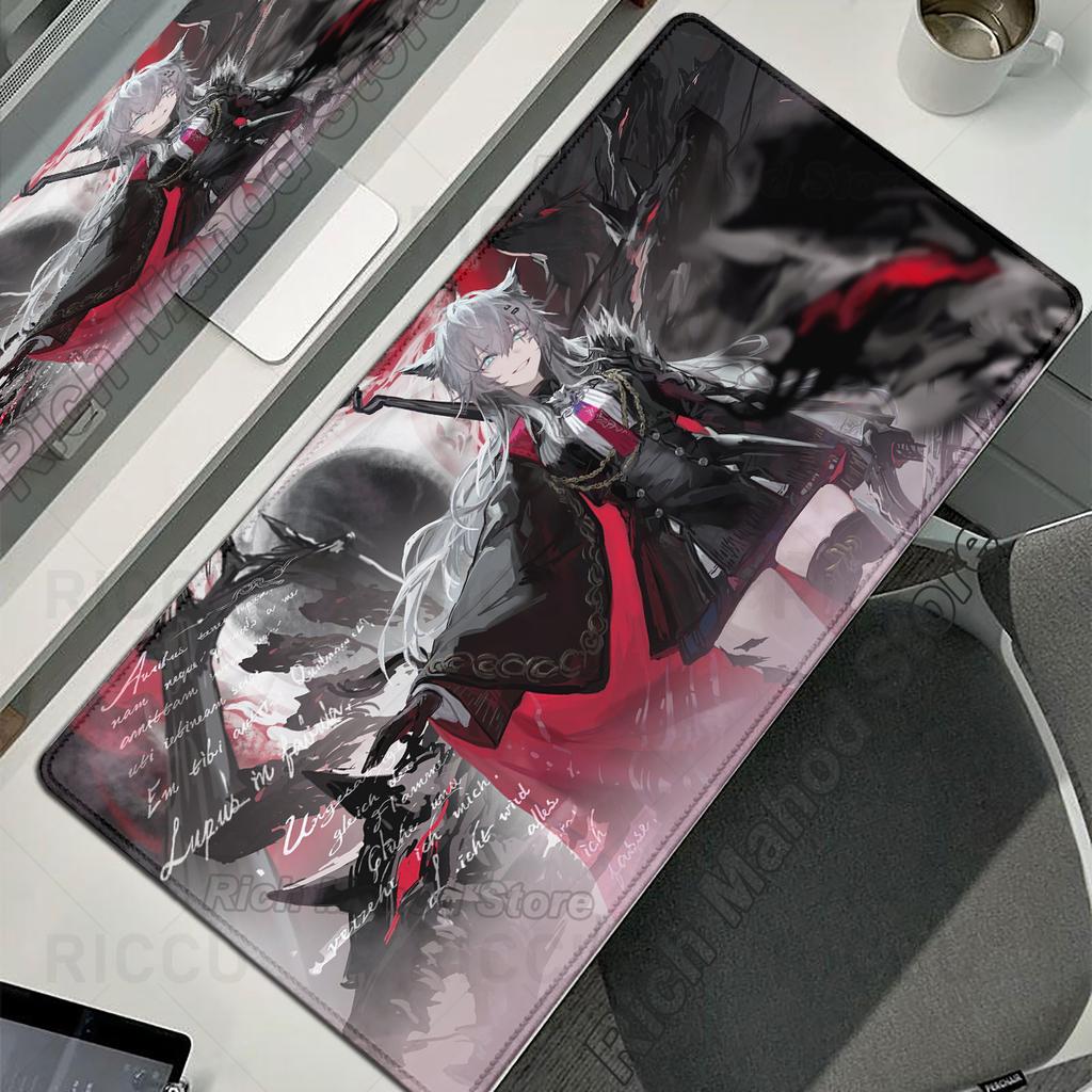 Arknights Mauspade Anime Mädchen Lappland Mauspade Gamer Große Schreibtischunterlage Mit Verriegeltem Rand XXL Gaming Teppich PC Tastatur Zubehör