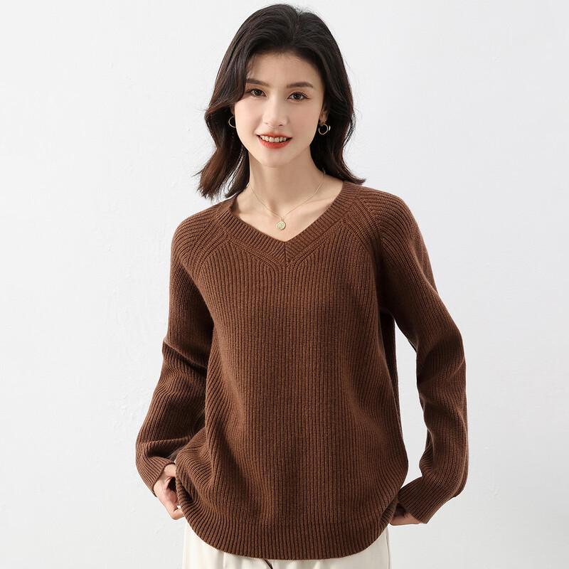 MOKANA Women's Elegant V-Neck Wool Sweater