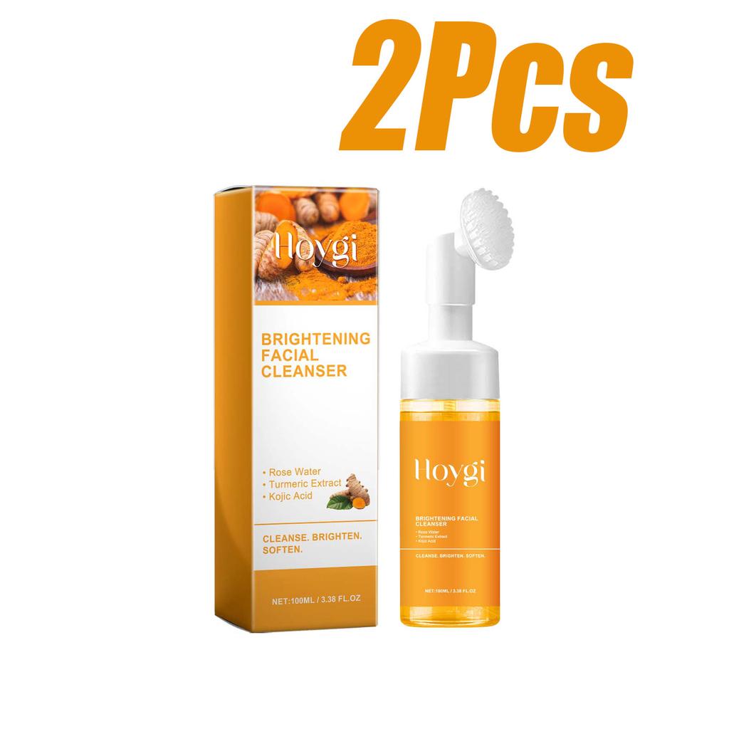 Turmeric Brightening Facial Cleanser Deep Cleaning Kojic Acid Rose Extract Face Wash Refreshing Foam Oil Control Moisturizing