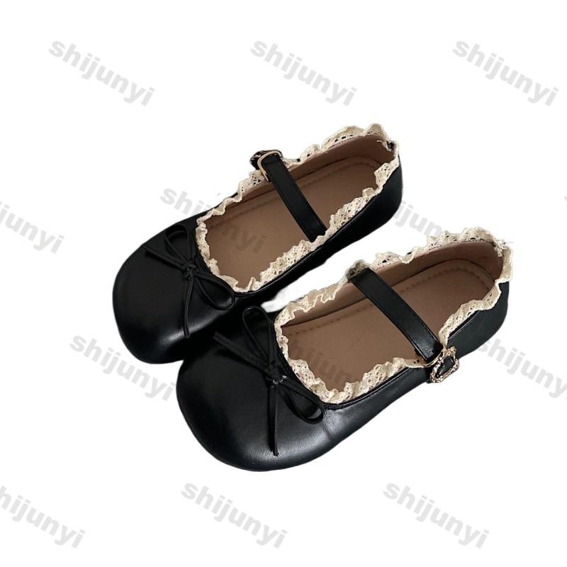 Women's Leather Shoes 2025 Spring Autumn Round Toe Vintage Fashion Bow-knot Flats Lightweight Comfortable Luxury Mary Jane Shoes