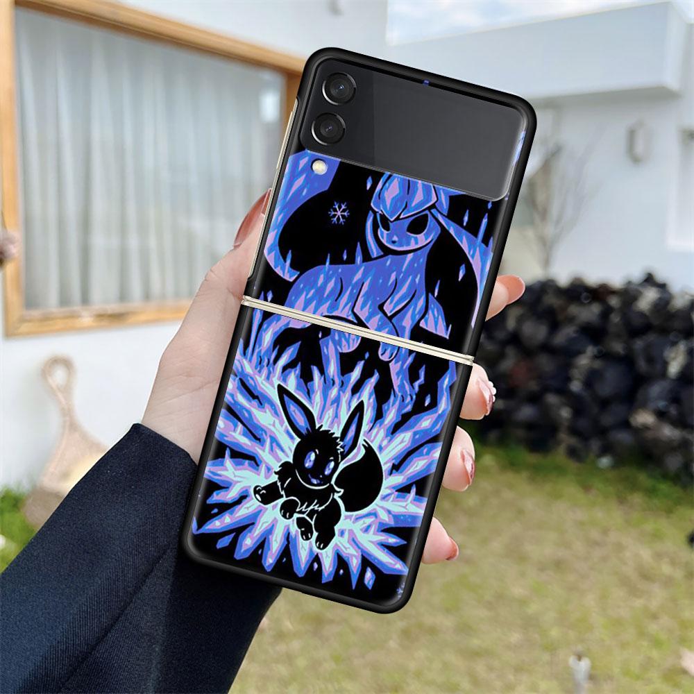 

Чехол для телефона Pokemon Cool Pikachu для Samsung Galaxy Z Flip 3 5G, черный твердый чехол ZFlip3, защитный чехол от падения, роскошный чехол Samsung Z Flip 3