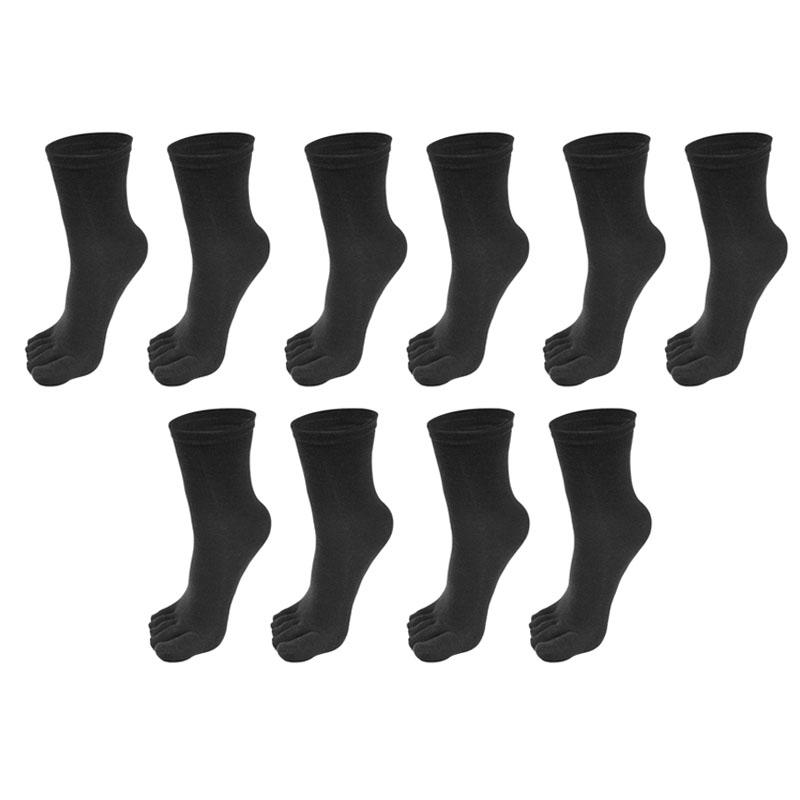 5 Paia Calzini alla Caviglia a Dita Separate per Uomo Donna Calzino Monocolore a Cinque Dita Calzino Sportivo da Corsa in Cotone Assorbente Sudore Calzino a Tubo Medio con Dita Separate