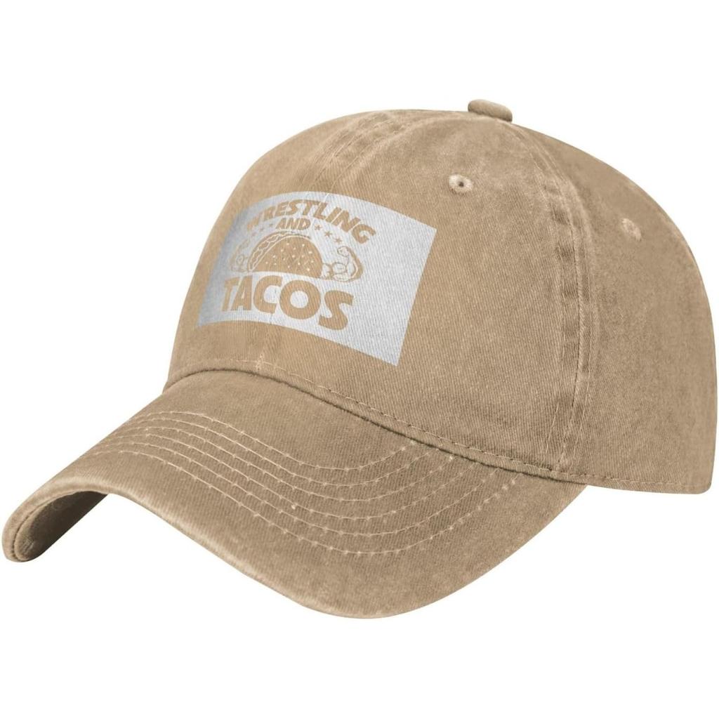 Wrestling and Tacos Baseball Cap Washed Cotton Casual Curved Brim Adjustable Dad Hat for Unisex Women
