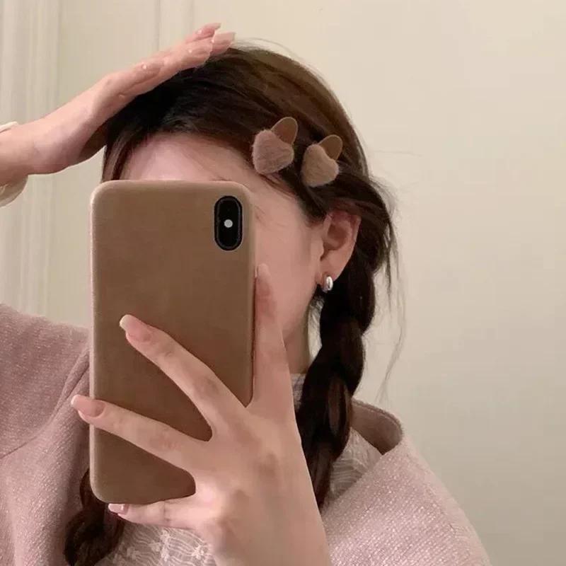 2pc Cute Pink Heart Velvet Hair Side Clips Claws Hairpin for Girls Women Kids Children Gift Party Hair Accessories Ornemen