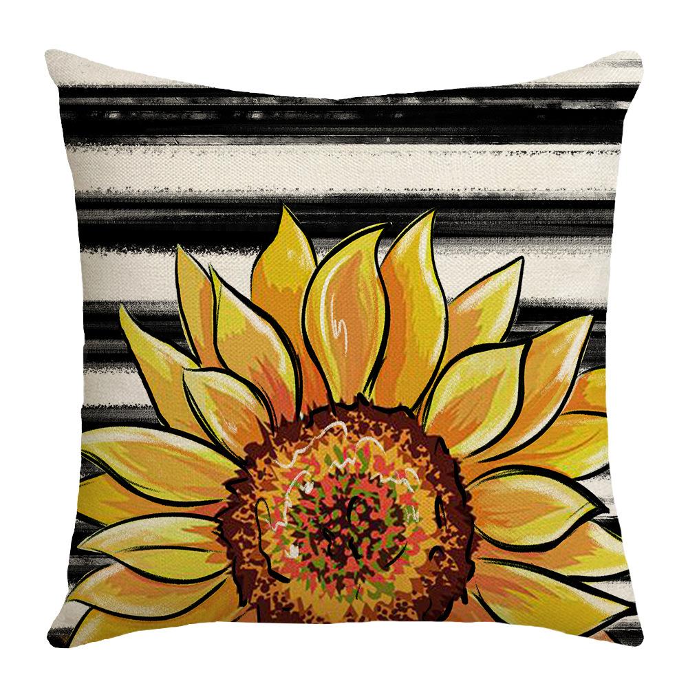 Nordic Bow Sunflower Print Waist Pillow Letter Square Sofa Bedside Pillow Case