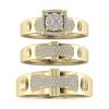 Wind Slightly Inlaid With Diamond Zircon Light Luxury Three-Piece Series Ring Ring